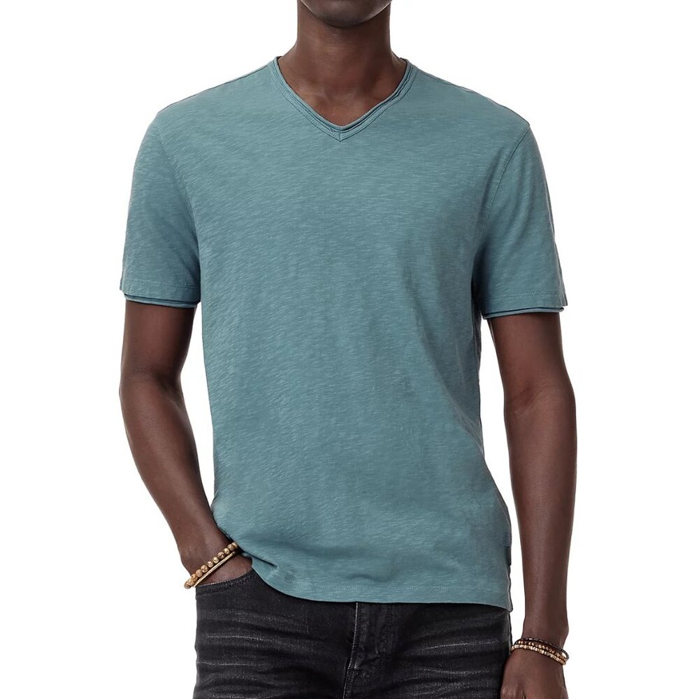 John Varvatos Mens Size 2XL Fog Miles Slub Cotton Raw Edge V Neck Tee NWT 88